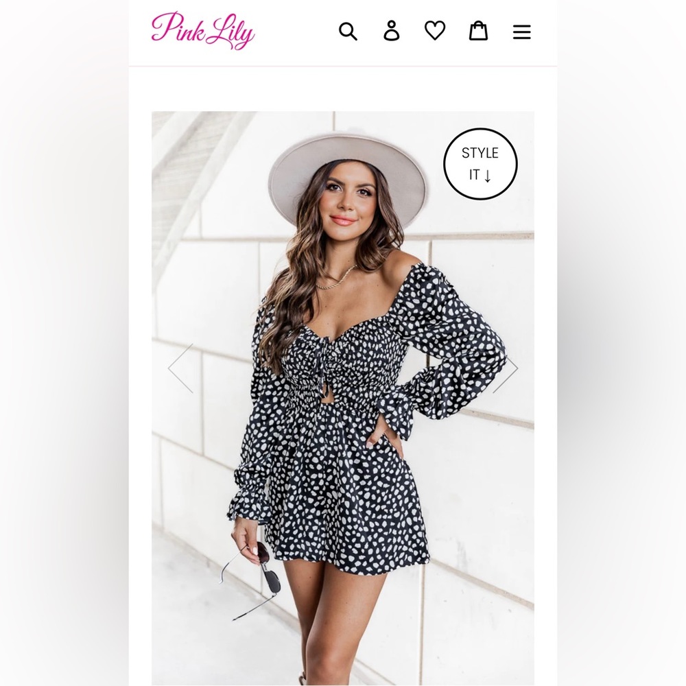 Pink Lily Black Spotted Romper